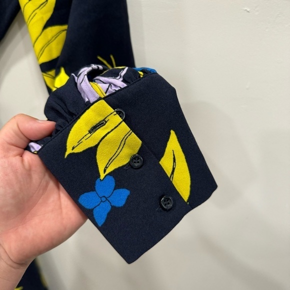 Halogen Long Sleeve Wrap Dress Blue Floral Belted Small - Picture 9 of 9